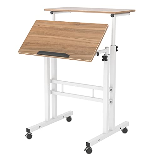 sogesfurniture Height Adjustable Stand up Desk Computer Stand Desk Home Office Desk with Standing and Seating,Maple BHUS-101-MP