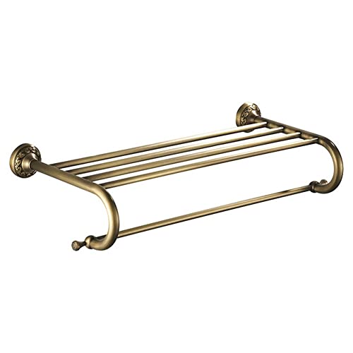 HIGOH Towel Racks, Bathroom Towel Rack Wall Mounted Towel Holder,Bathroom Copper Towel Rack,European Retro Antique Bathroom Towel Bars,Double She