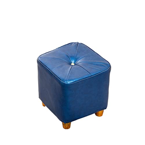 LEIGE Sofa Stool Low Stool Household Living Room Leather Stool Square Seat Stool (Color : Argento, Size : Talla �nica)