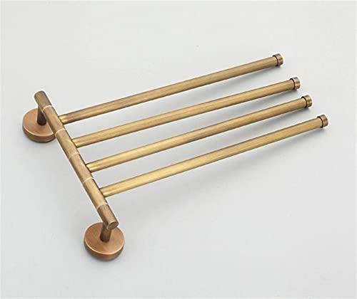 HIGOH Towel Racks, Towel Rail for Bathroom,Antique Brass 4 Layer Activities Towel Bar Holder,180 Degree Rotation Wall Bathroom Accessories Hanger