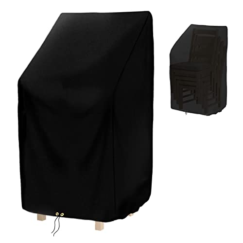 RICHIE Garden Stacking Chair Covers Waterproof, Garden Chair Covers for Stackable Chairs, Windproof, Anti-UV Heavy Duty 420D Oxford Fabric Reclin