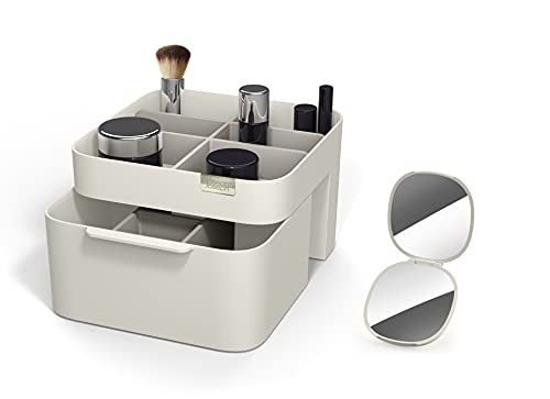 Joseph Joseph Viva Pedestal Mirror and Makeup Organiser with removal divider - Shell