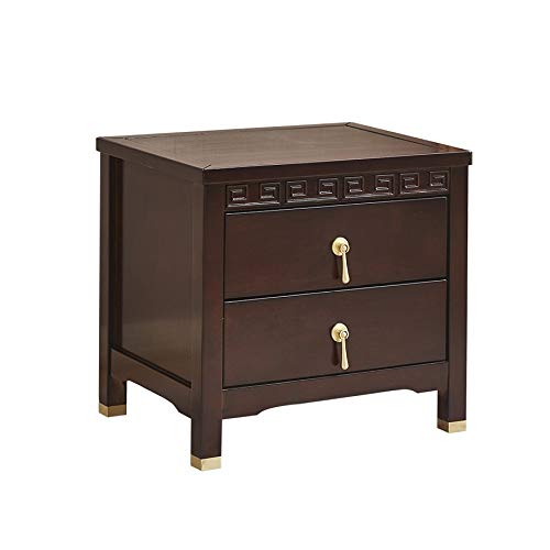 LUKEO Solid Wood Bedside Table Simple Bedroom Locker, Solid Wood Double Drawer Design Bedside Table