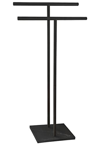 EADOT 40 Inch Free Standing Towel Rack for Bathroom Floor Double-T Shape Bath Towel Sheet Holder with Marble Design Base Towel Rack Standing Next