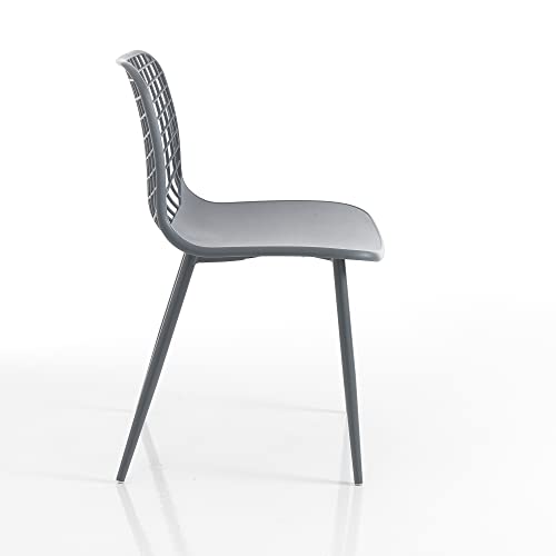 Oresteluchetta Set of 4 Chairs Indoor/Outdoor, Polypropylene Alloy Steel, Grey, cm. H.80 x L.46 x P.55