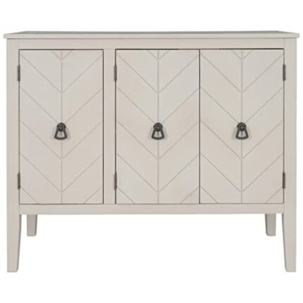WALNUT Buffet Sideboard Wooden Cabinet With Adjustable Shelves For Entryway Living Room Bedroom Antique Gray Sideboard