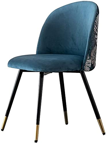 Kitchen Dining Chairs Flannel Embroidery Office Chair with Metal Legs Velvet Seat and Backrests,Living Room Lounge Chair (Color : Purple)