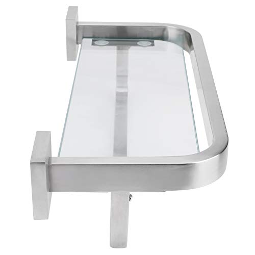 FVRTFT Bathroom Shelf Bathroom Shelves, Wall-Mounted Bathroom Glass Shelf Stainless Steel Storage Rack Tempered Glass Towel Bar Rail Bathroom Org