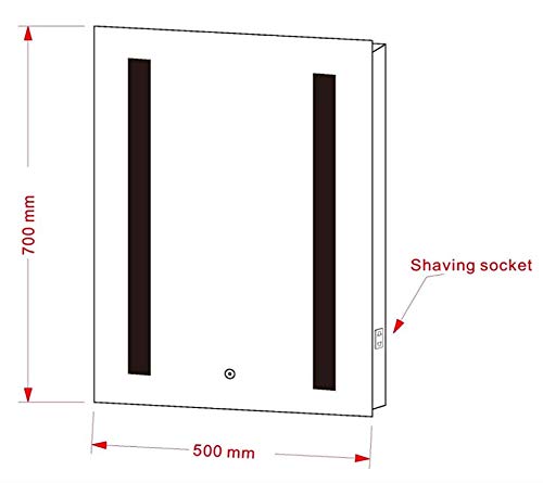 Keenware KBM-003 LED Bathroom Mirror with Demister & Shaver Socket; 700x500mm Silver