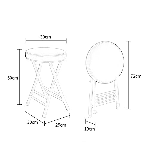 Folding Stool Metal Padded, Space Saving High Round Stool, Stackable Dining Chair Simple Portable Small Bench, For Breakfast, Office Stool, Foldi