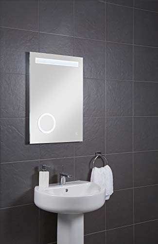 Croydex Halington Hang 'N' Lock Illuminated Rectangular Mirror with LED Lights