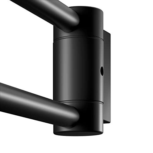 KEUCO Metal Towel Rail Black Matt Powder Coated Two Arms Swivelling 43.8 cm Deep for Bathroom and Guest Toilet Wall Mounted Plan Black Selection