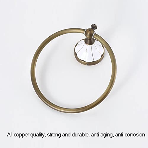 HIGOH Towel Racks,Bath Towel Holder,Bathroom Hand Towel,Antique Retro European Pastoral Style Bronze Towel,Towel Rack,Round Hand Towel Holder