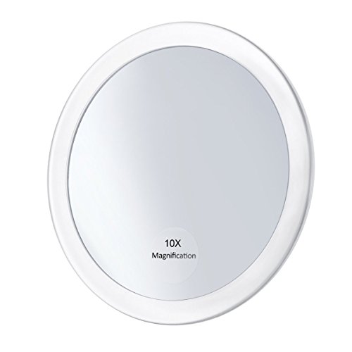 Frcolor Make Up Mirror - 10x Magnifying 5.9 inch Round Vanity Cosmetic Mirror with 3 Suction Cups for Cosmetic Makeup (White)