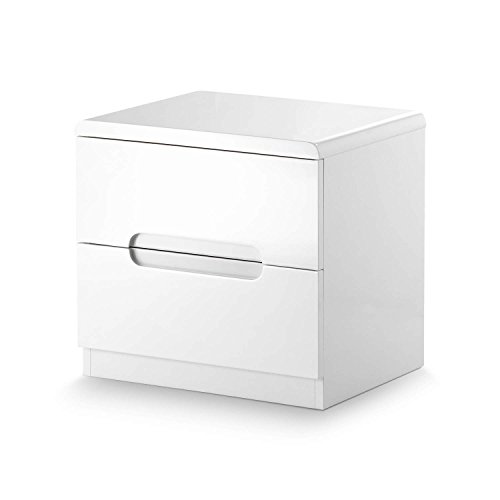 Julian Bowen Manhattan 2 Drawer Bedside, White,Height: 43, Width: 45, Depth: 35cm