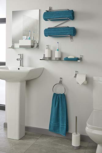 House & Homestyle Glimmer Chrome Bathroom Towel Ring, Wall Mounted Hand Towel Holder with Sparkling Faux Crystal Gems – Silver