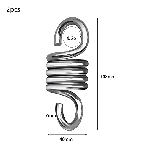 JTOOYS 2 Pieces Hammock Spring, Hardened Galvanized Steel Extension Spring for Hanging Hammock Chairs and Porch Swings Heavy Duty Spring Leisure