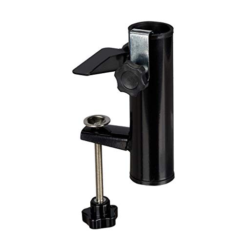 Relaxdays Parasol Holder for Square Balcony Railing, Umbrella Clamp, Pole Diameter 19-38 mm, Steel, H: 15.5 cm, Black