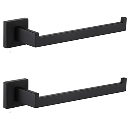 KOKOSIRI Black Towel Ring Hand Towel Racks Rods 2 Pack Bathroom Towel Rails Kitchen Hardware Stylish Stainless Steel, Wall Mount, B3003BK-P2