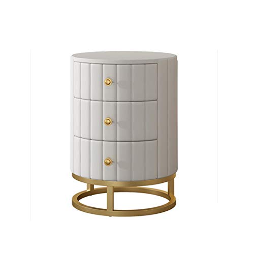 JYDQM Household Furniture PU Bedside Table Round White Bedside Table Mini Cabinet Bedside Table Storage Cabinet