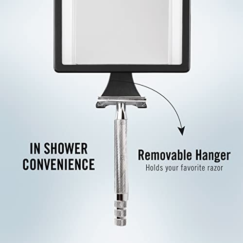ConairMan LED Shower Mirror, Fog Free Mirror - Great for Shower Shaving, 2X Magnification, Glossy Black Finish