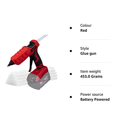 Mellif 100W Cordless Hot Glue Gun for Milwaukee M18 li-ion 18V Battery Powered with Full Size 11mm Sticks(No Battery Tool Bare)