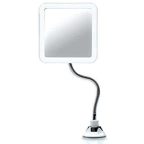 Fancii Flexible Magnifying Mirror 10X with LED Light and Gooseneck, Lighted Travel Makeup Mirror, Lock Suction, Natural Daylight LED, Cordless an