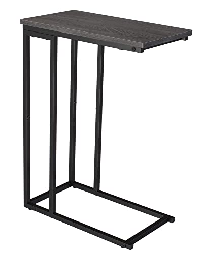 Yusong Small C Shaped End Table, Slim Narrow Couch Side Tables Slide Under Sofa Bed, Skinny Snack Tray Table for Coffee Laptop in Living Room,Eas