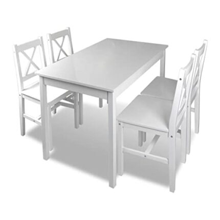 DINGZZ Kitchen Tables and Chairs Set Dining Room Table Set for 4 White