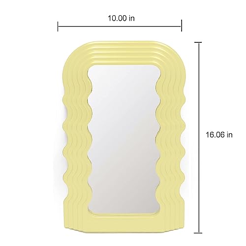 Mokoze Wavy Mirror Irregular Border 16.06"x10" Makeup Mirror for Wall-Mounted and Dressing Table Mirrors,Room Decor for Living Room Bedrooms and