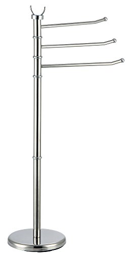 MSV Sanaa Towel Stand with 3 Movable Towel Rails for Bath Towels and Other Textiles Towel Rail in Stainless Steel with Swivelling Rods Also as Sm