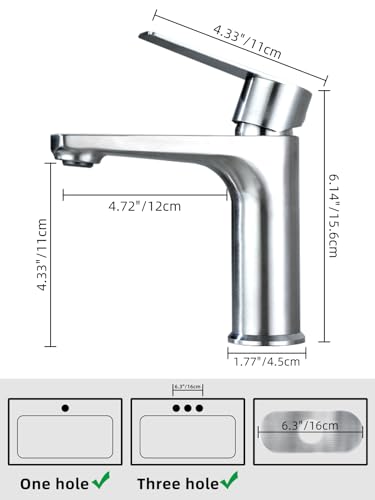 Bifordo Bathroom Tap,Easy to Install Brushed Nickel Bathroom Sink Faucet with Supply Lines & Deck Plate for 1 or 3 Hole…