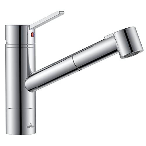 Kitchen Tap Black, APPASO Kitchen Taps with Pull Out Spray 360° Swivel, Kitchen Sink Taps with 2 Spray Modes, Single Lever Kitchen Mixer Taps Sta