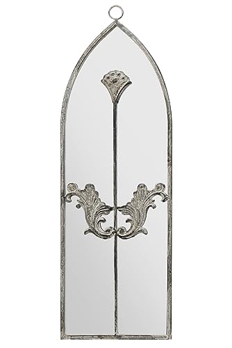 MirrorOutlet The Arcus - Concrete Colour Framed Modern Arched Wall Mirror 24" X 8" (60CM X 20CM) Silver Mirror Glass with Black All weather Backi