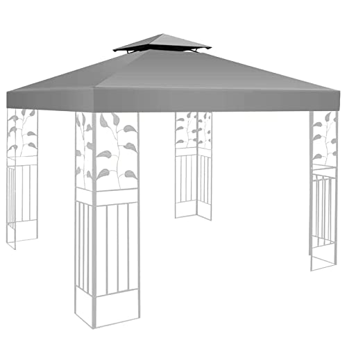 Gazebo canopy replacement covers 3m x 3m,Outdoor Waterproof Canopy,with 2 Tier Roof,Patio Top Canopy, Garden Party Tent (TOP ONLY)