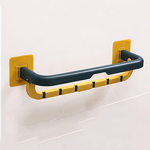 KLHDGFD Self-adhesive Towel Holder Rack Wall Mounted Towel Hanger Bathroom Towel Bar Shelf Roll Holder 2 Laye Hooks Bathroom Organizer
