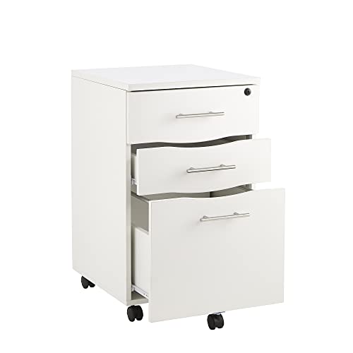 MMT Furniture Designs Ltd Under Desk 3 Drawer Pedestal, Wood, White