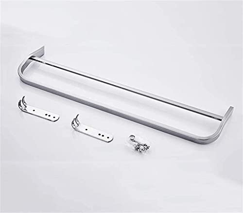 XHALERY Bathroom Towel Bar Bathroom Towel Rack Two Rod Towel Bar Kitchen Rag Storage Shelf Shower Rack - Silver Tower Hanger/50Cm