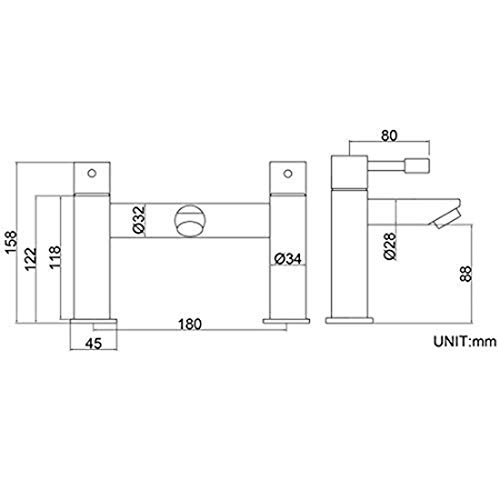 Luckyhome Bath Mixer Tap,Bathroom Double Lever Bath Tub Filler Mixer Tap Solid Brass Fitting