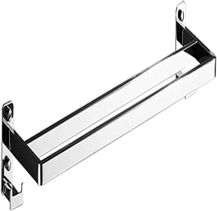 Bathroom Towel Rack Double Rod 304 Stainless Steel Towel Shelf Wall Mounted Thick Towel Rail Extension Bathroom Pendant Chrome Bath Towel Shelves