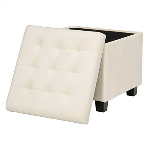 NXYJD Stool - Storage Chest Plus Square Ottoman Foot of The Bed Linen Chairman Milky White Children's Toy Box Bench Shoe Station Milking Stool St