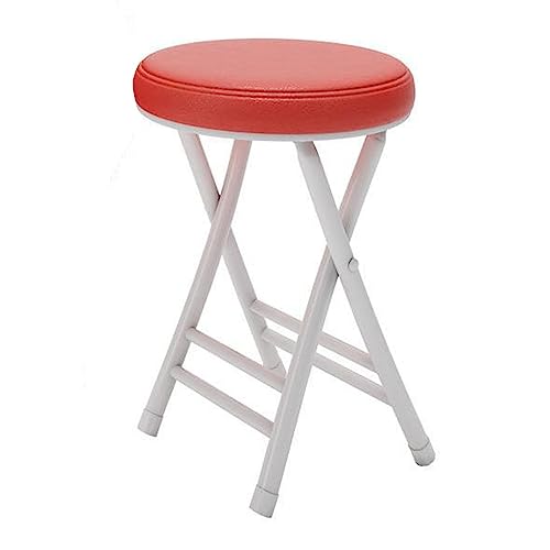Folding Stool Metal Padded, Space Saving High Round Stool, Stackable Dining Chair Simple Portable Small Bench, For Breakfast, Office Stool, Foldi