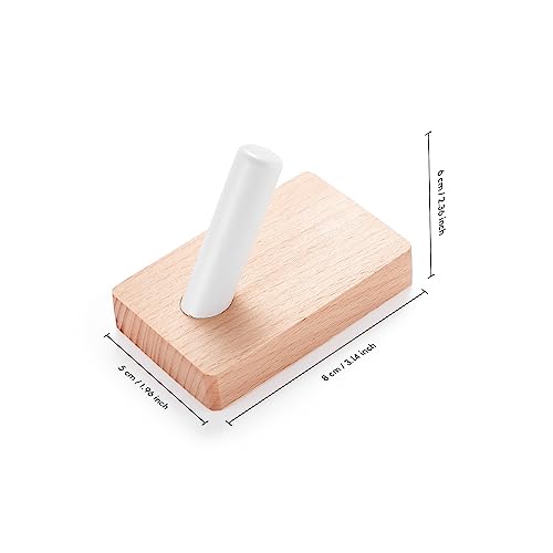 SARIHOSY Wooden and White Coat Hooks Wall Mounted, Wooden Shelves with Hooks, Coat Knobs Wooden White Pegs for Wall, Oak Coat Hooks Wall Mounted