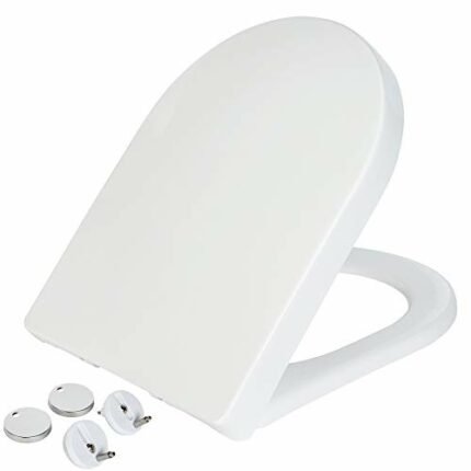 ZENO Soft Close Toilet Seat | Simple Metal Top Fixing | Heavy Duty UF Material Anti-Bacterial Toilet Seats White with Adjustable Metal Fixings |