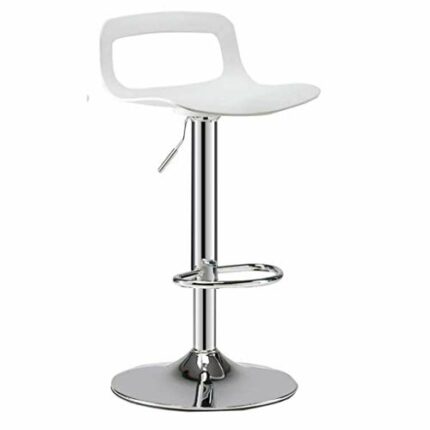 DINGZZ Hydraulic Bar Stool Dining Chairs with Backrest 360° Swivel Adjustable Height PU Upholstered Seat Assembled Pub Home (Color : Wit)