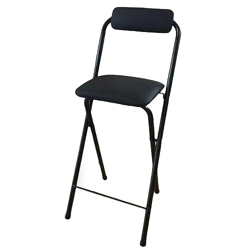 Foldable Bar Stool, High Stool with Backs and Footrest, PU Padded Counter Height Foldable Stool No Assembly for Cafe, Bistro, High Kitchen Chair,