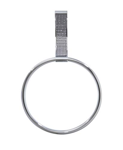 House & Homestyle Glimmer Chrome Bathroom Towel Ring, Wall Mounted Hand Towel Holder with Sparkling Faux Crystal Gems – Silver