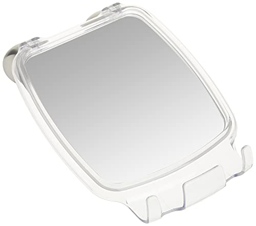 iDesign Forma Power Lock Shaving Mirror, Make-Up Mirror, Made of Plastic and Stainless Steel with Power Lock Suction Cups, Clear/Brushed