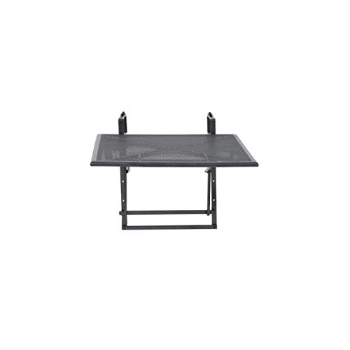 greemotion Hanging Balcony Table, 60 x 40 x 56 cm, Plastic-coated Steel Height Adjustable Wall Folding Table, Weather-resistant, Anthracite-grey