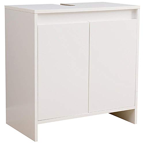 ETNIC ART Vanity Unit for Bathroom 58 (L) x33x60 Kitchen Sink Cabinet in Wood with 2 White Doors Excellent Internal Capacity